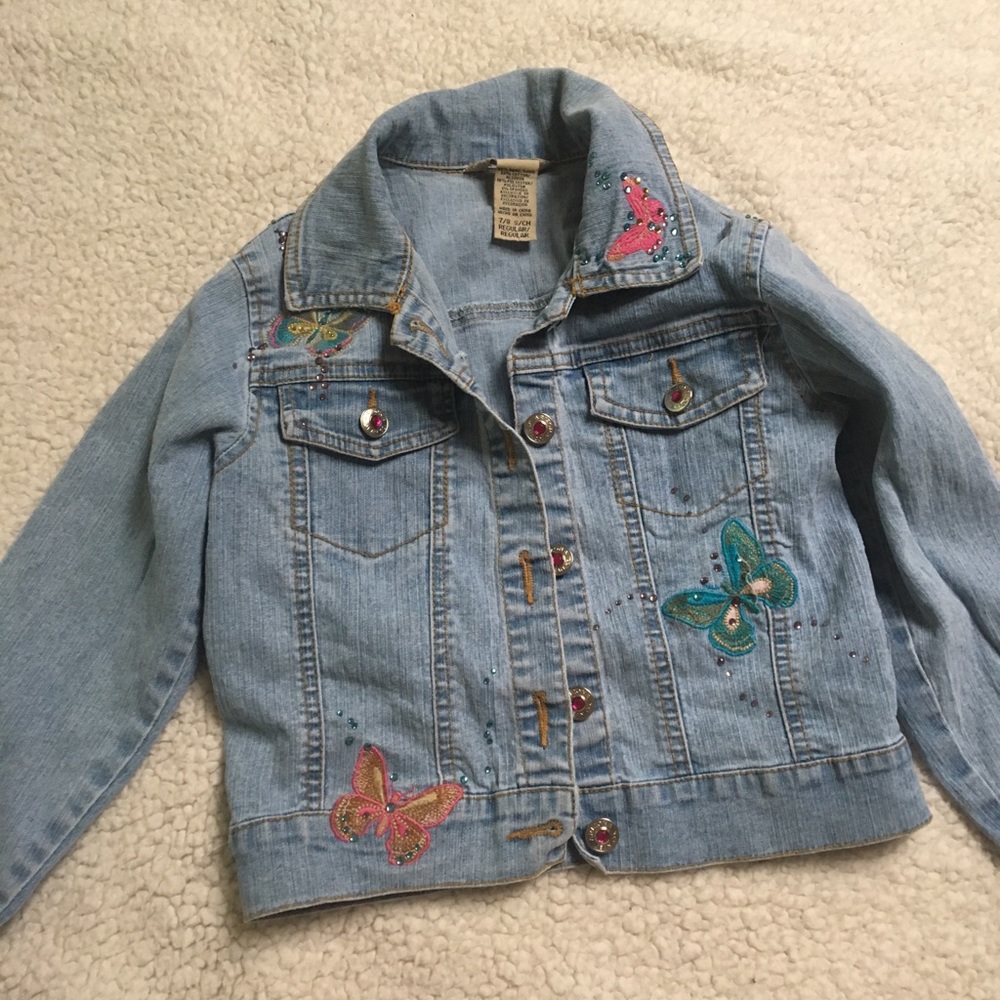 Girls Jean Jacket with Butterflies